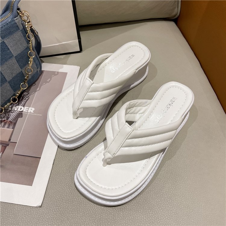 Square head summer  thick crust slippers for women