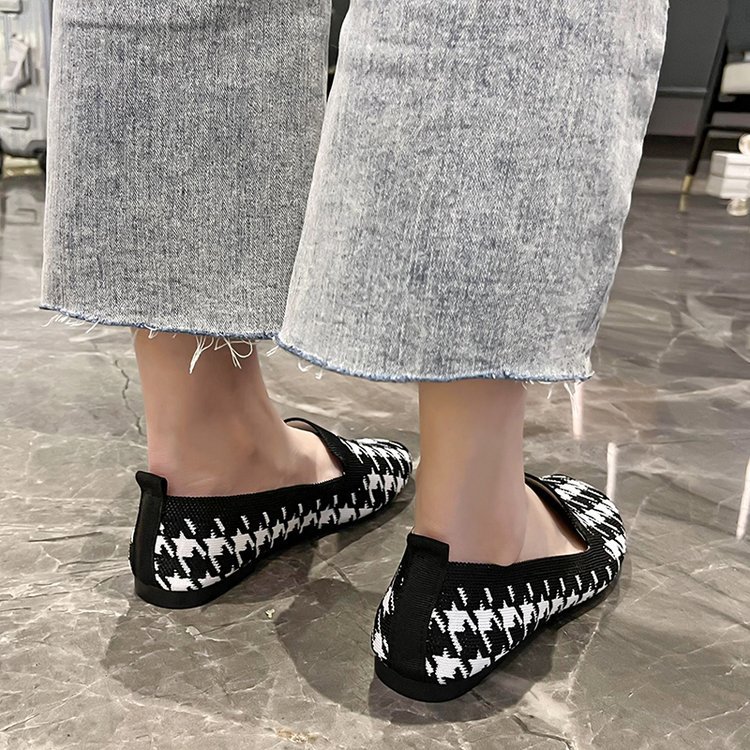 Low square head peas shoes Korean style flattie for women