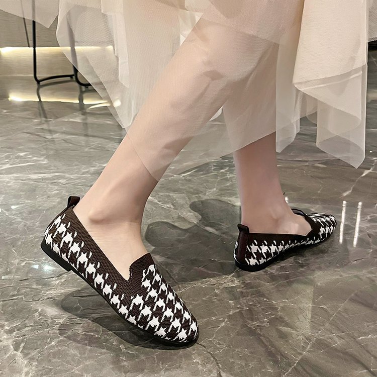 Low square head peas shoes Korean style flattie for women