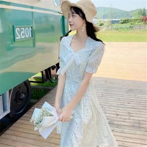 Sweet France style tender floral summer dress for women