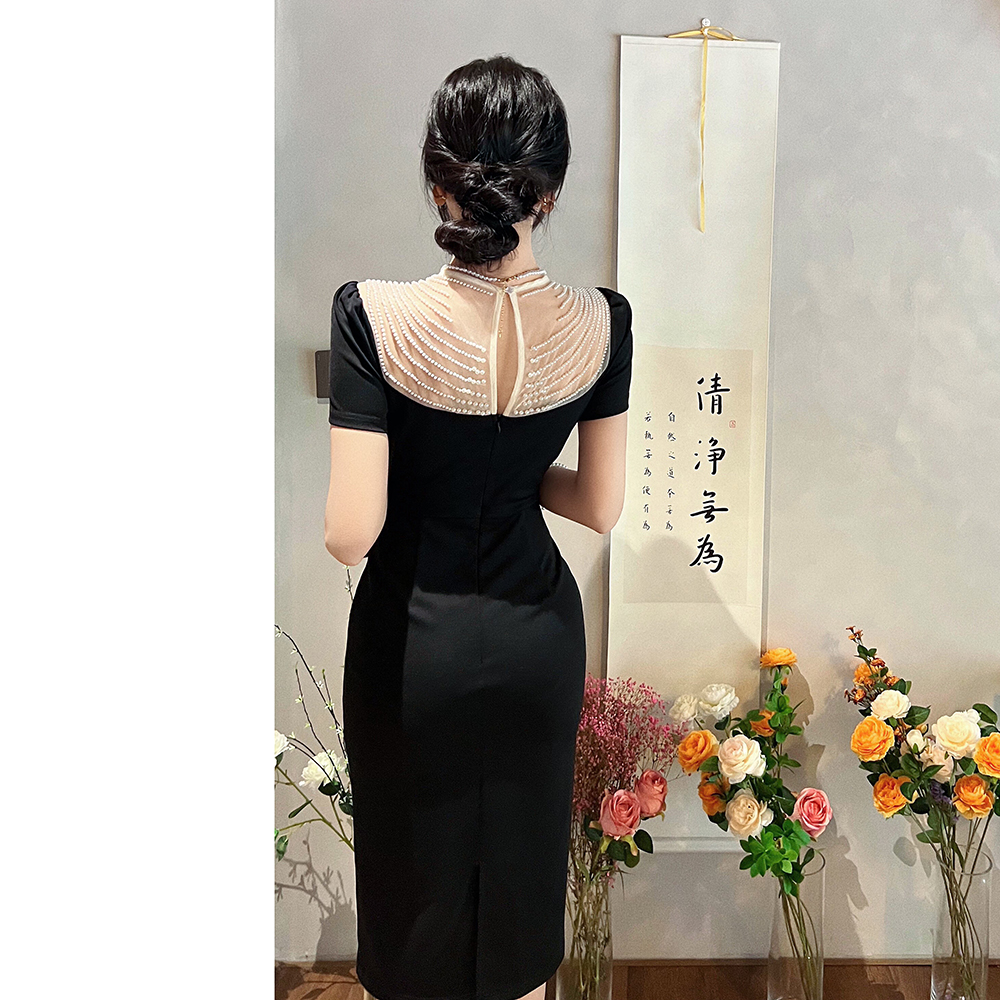 Splice pearl dress package hip formal dress for women