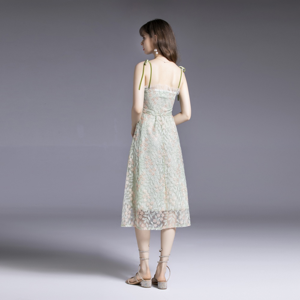 Gauze summer floral dress sling France style beautiful long dress