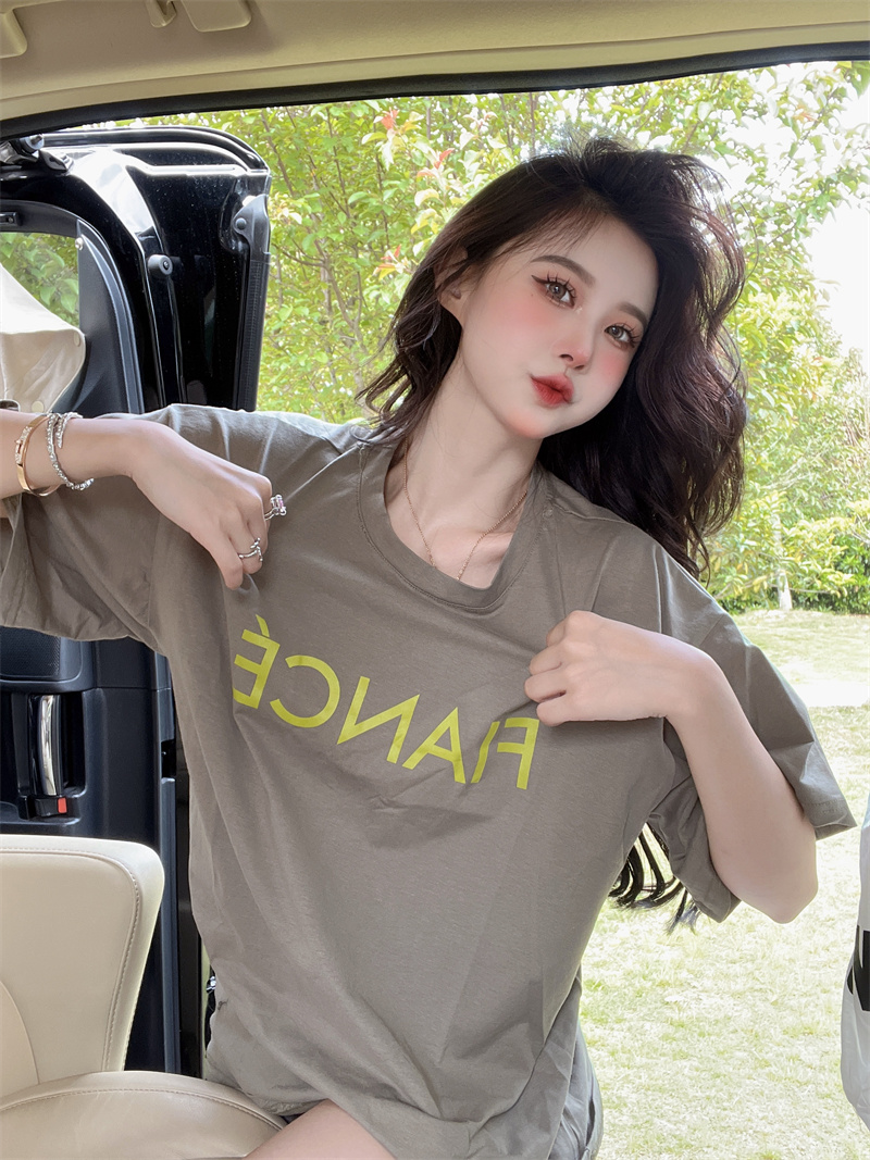 Round neck printing tops short sleeve T-shirt for women