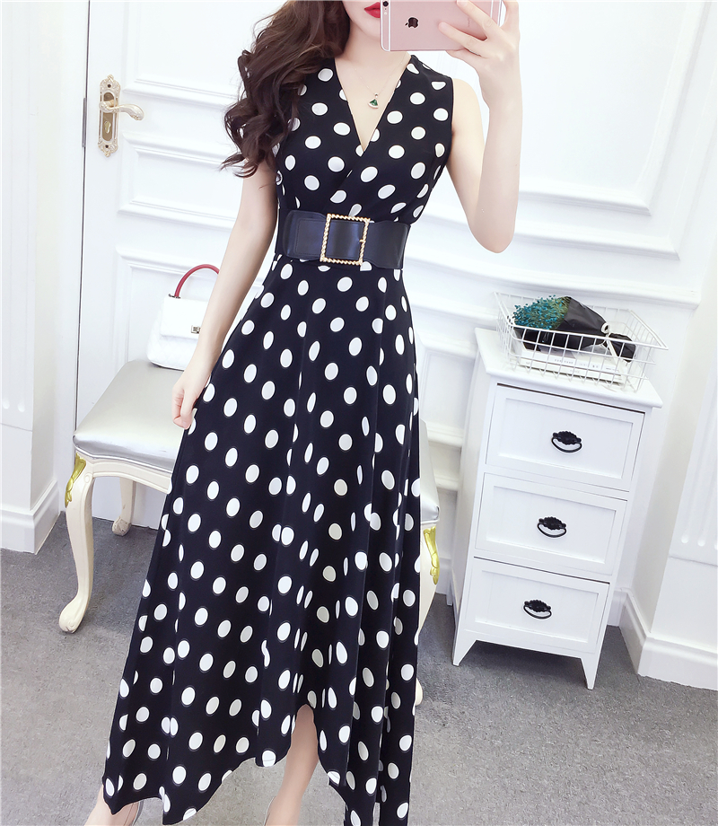 Summer temperament dress polka dot fashion long dress