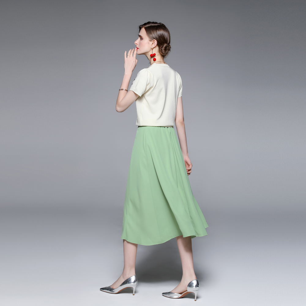 Short sleeve skirt fashion tops 2pcs set for women