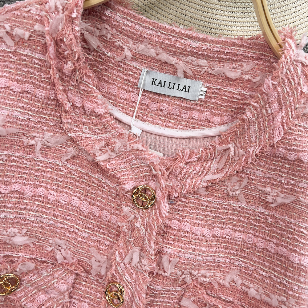 Pink temperament tops coarse flower fashion coat for women