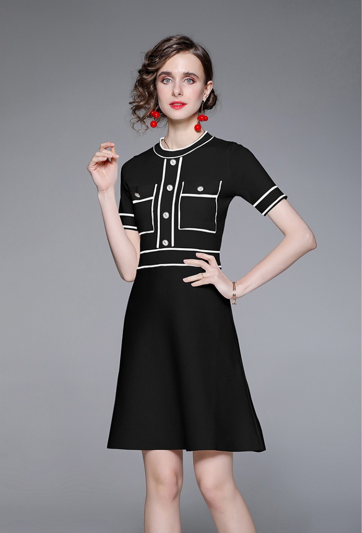Splice intellectuality knitted pure dress for women