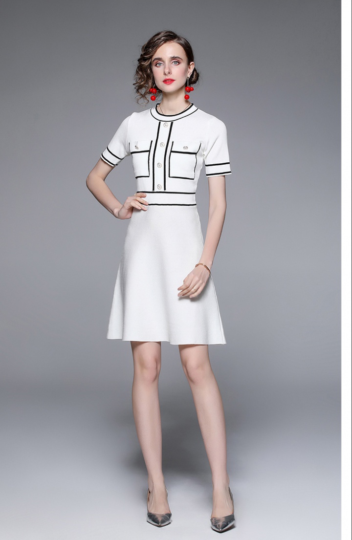Splice intellectuality knitted pure dress for women