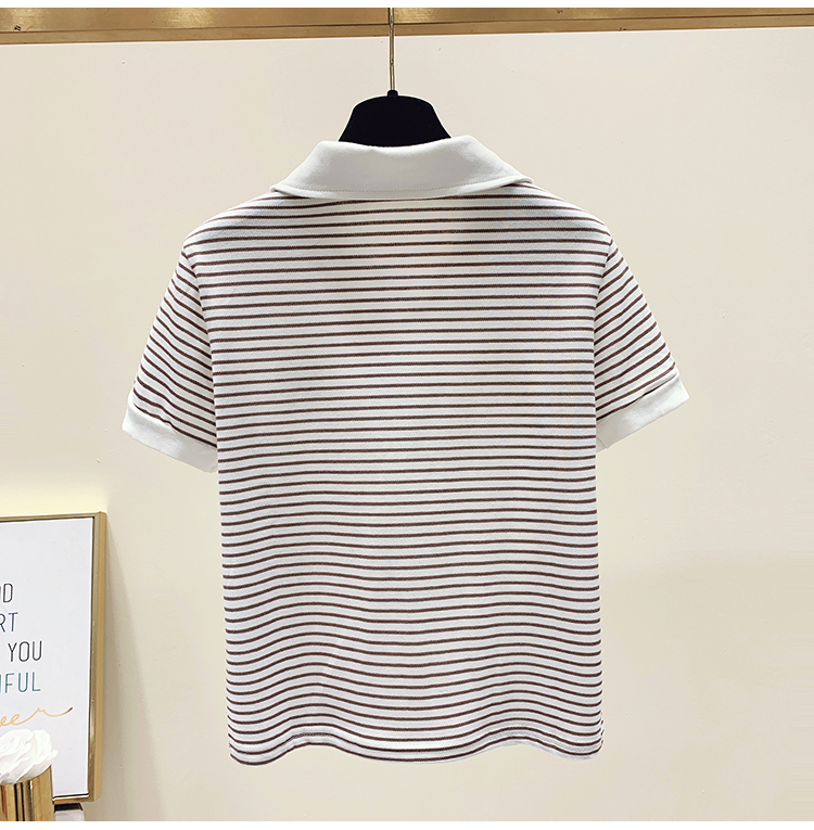 Stripe unique T-shirt short sleeve summer tops