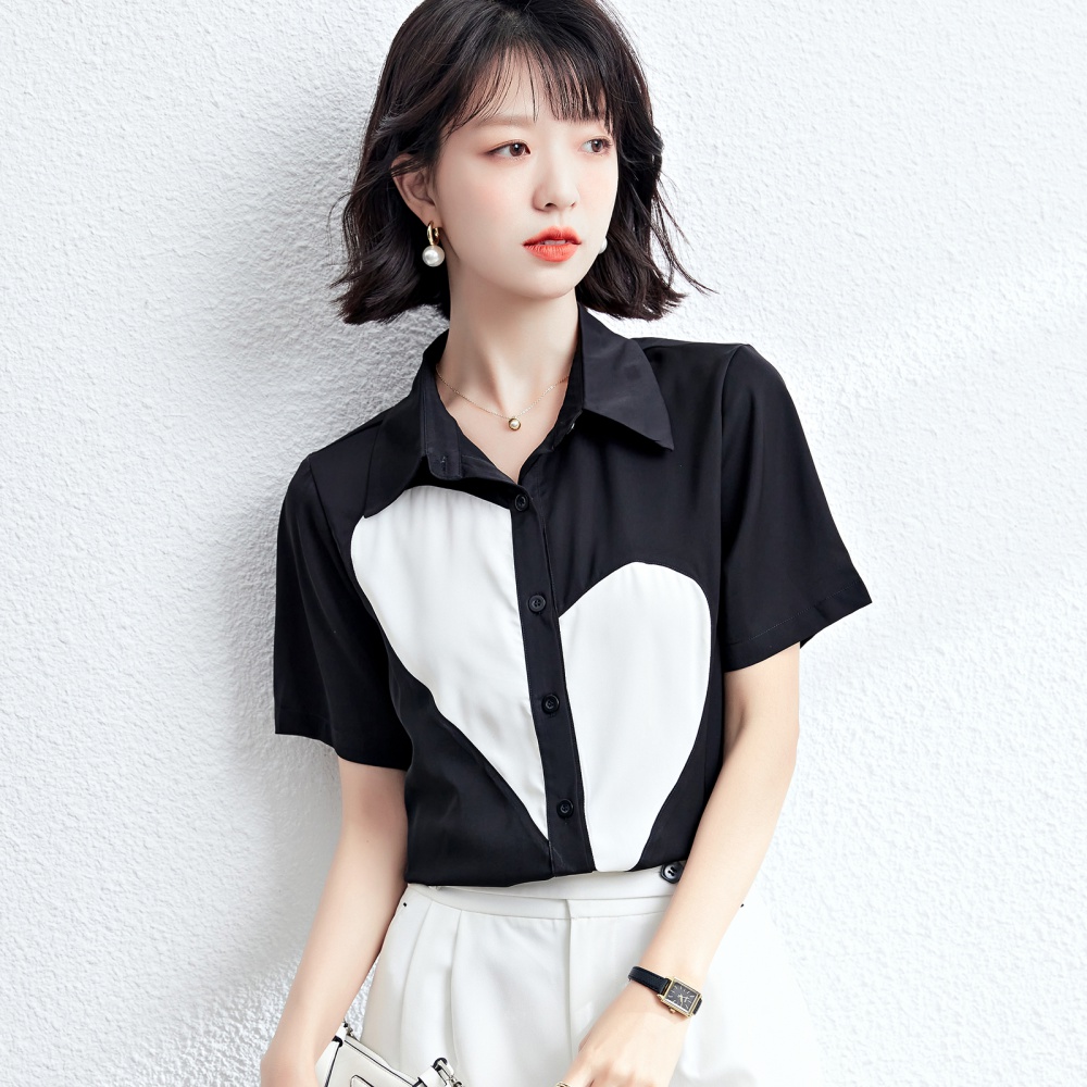 Retro black short sleeve tops unique summer shirt for women
