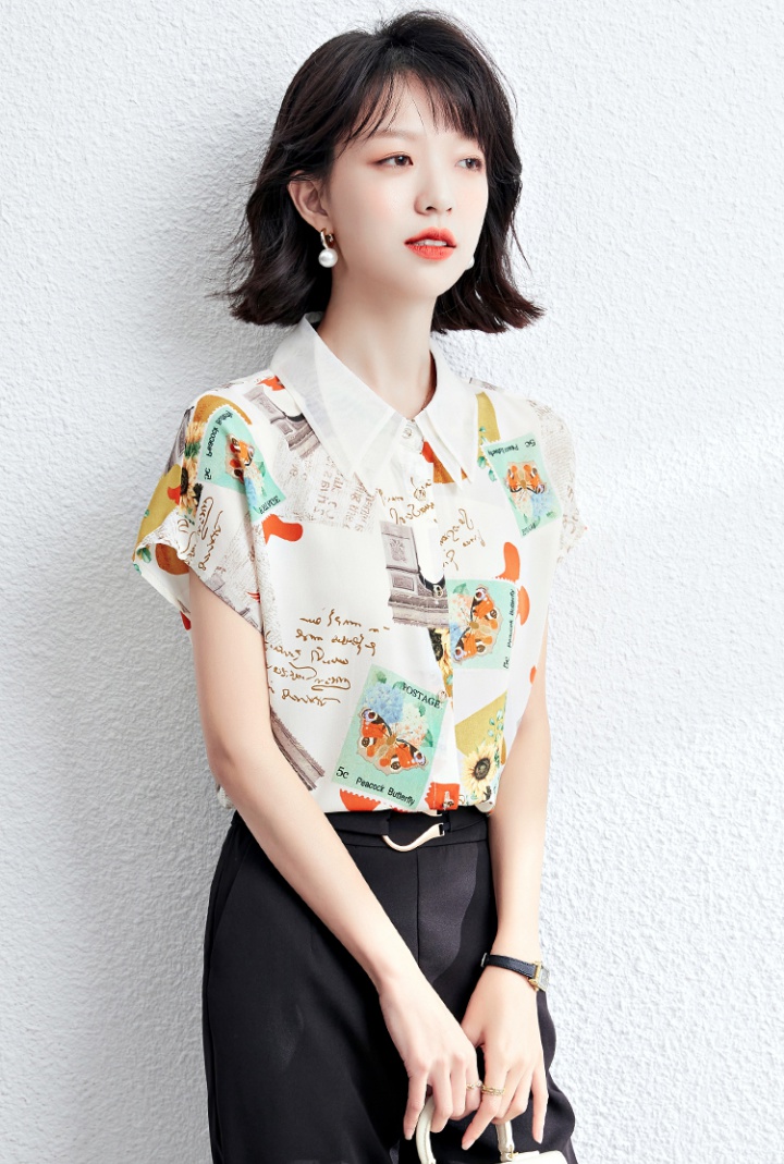 Floral chiffon shirt Western style shirt for women