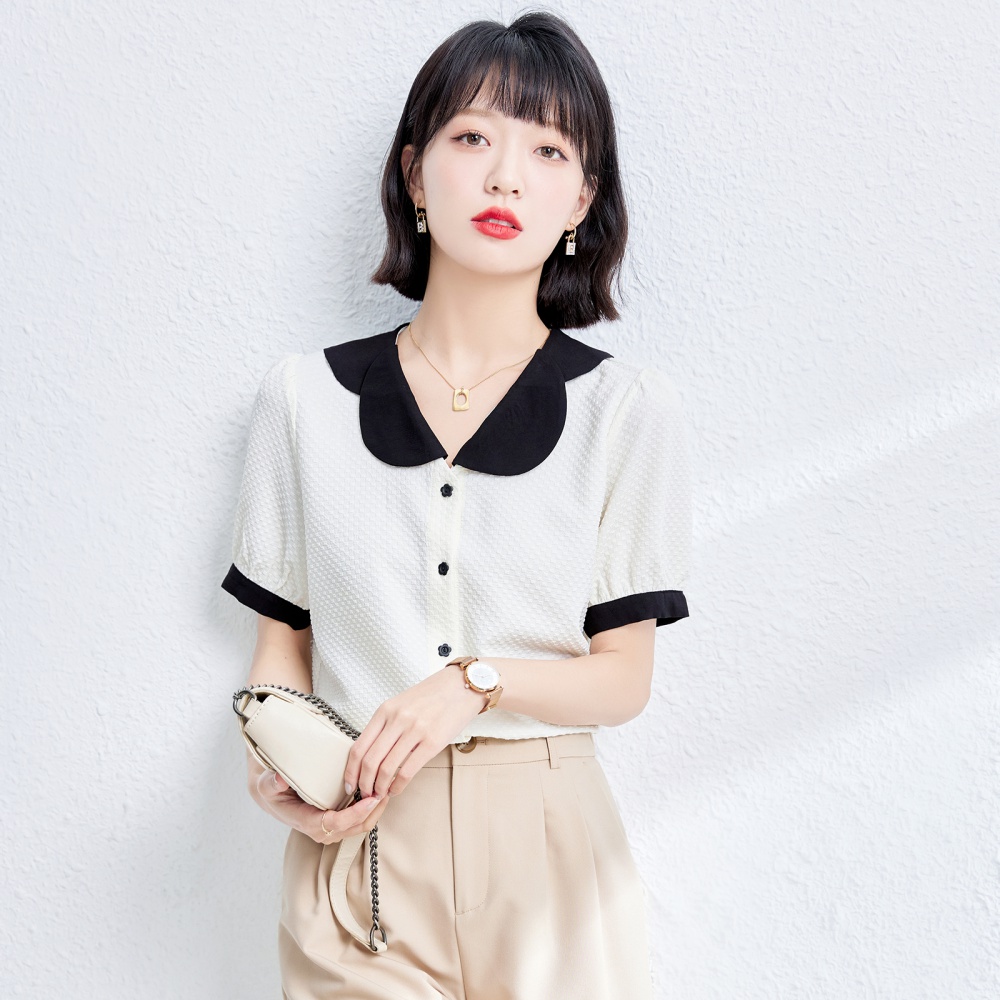 Summer France style tops retro mixed colors shirt for women
