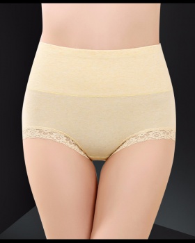 Breathable tracelessness high waist lace cotton briefs