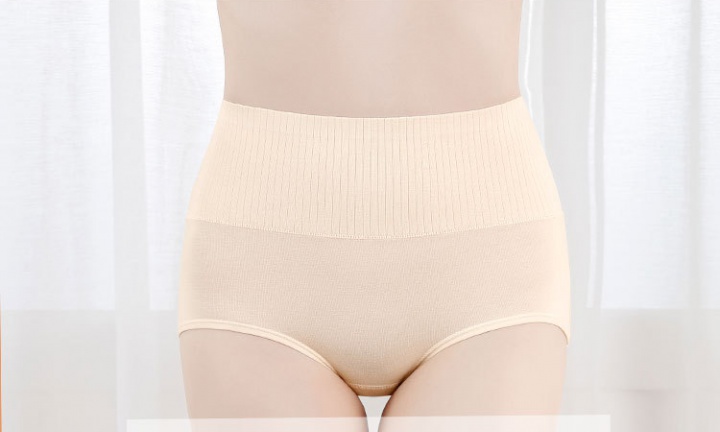 High waist hold abdomen pure cotton briefs for women
