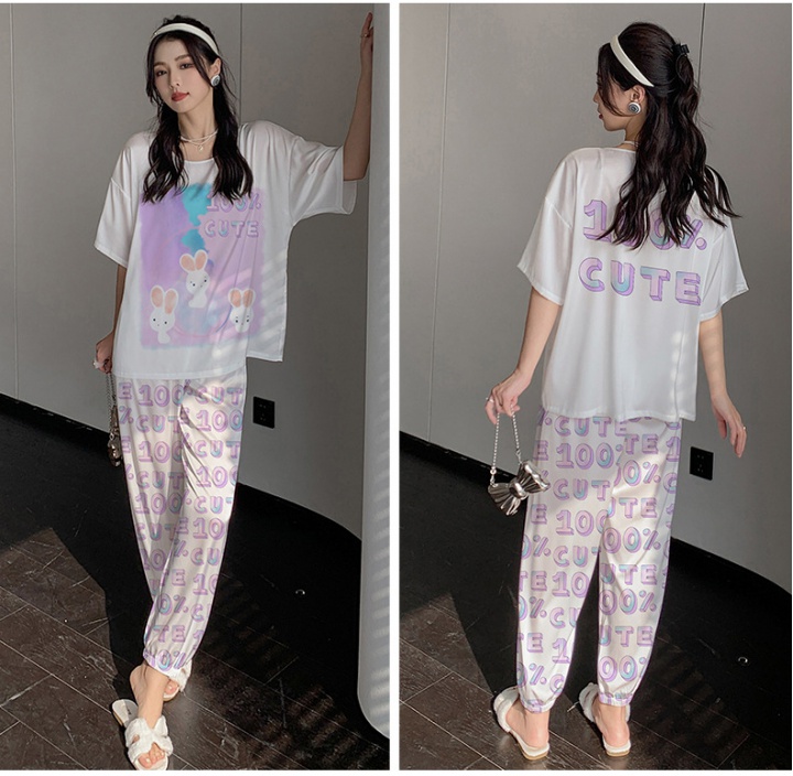 Student lovely pajamas sweet long pants 2pcs set for women