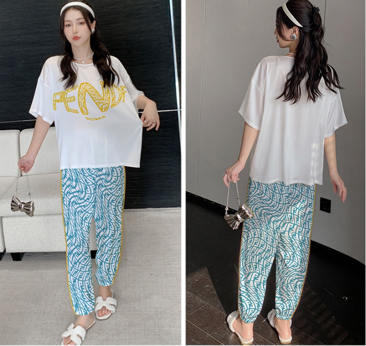 Student long pants summer pajamas 2pcs set for women