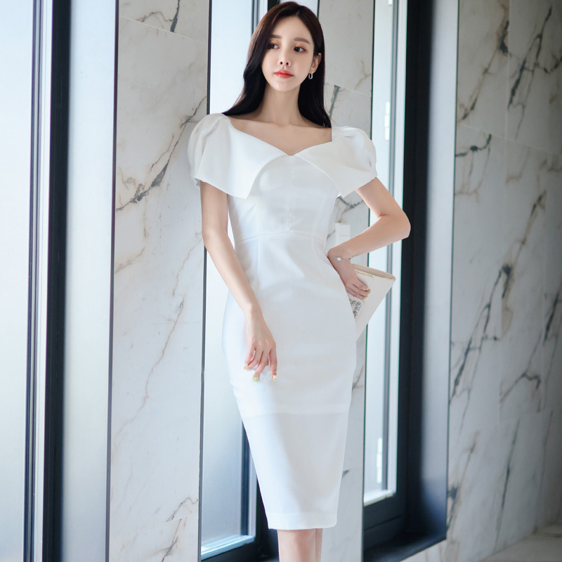 Simple Korean style pure package hip ladies fashion dress