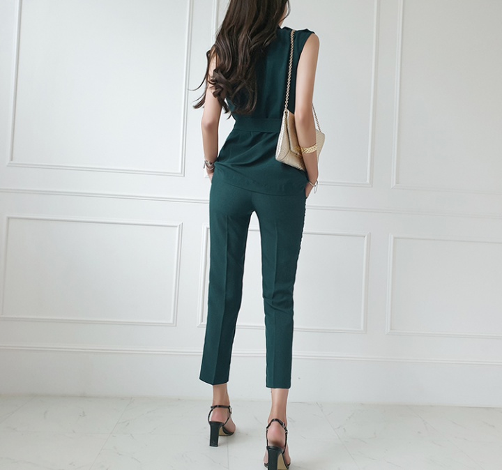 Frenum summer tops slim fashion waistcoat 2pcs set