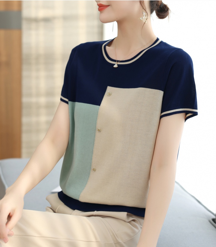 Summer thin sweater mixed colors light T-shirt for women