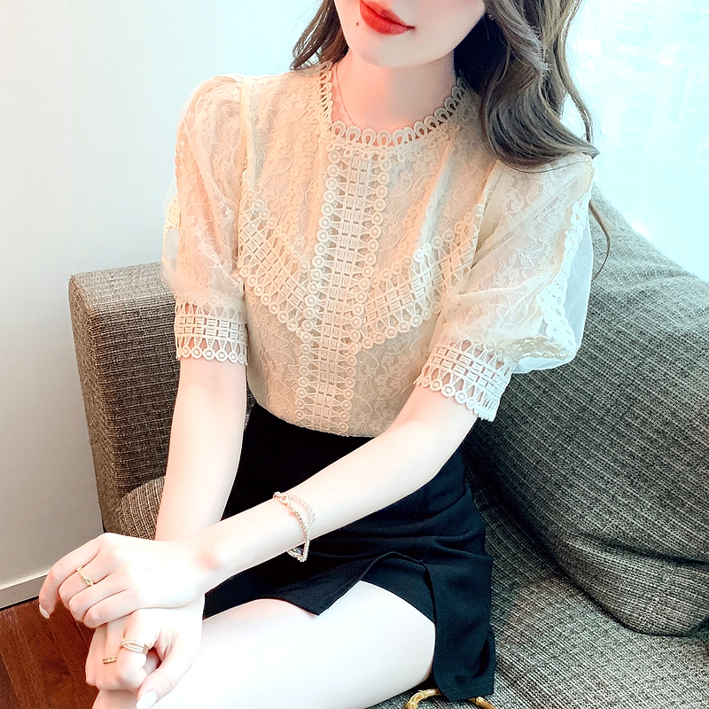 Beautiful fashion tops lace chiffon shirt