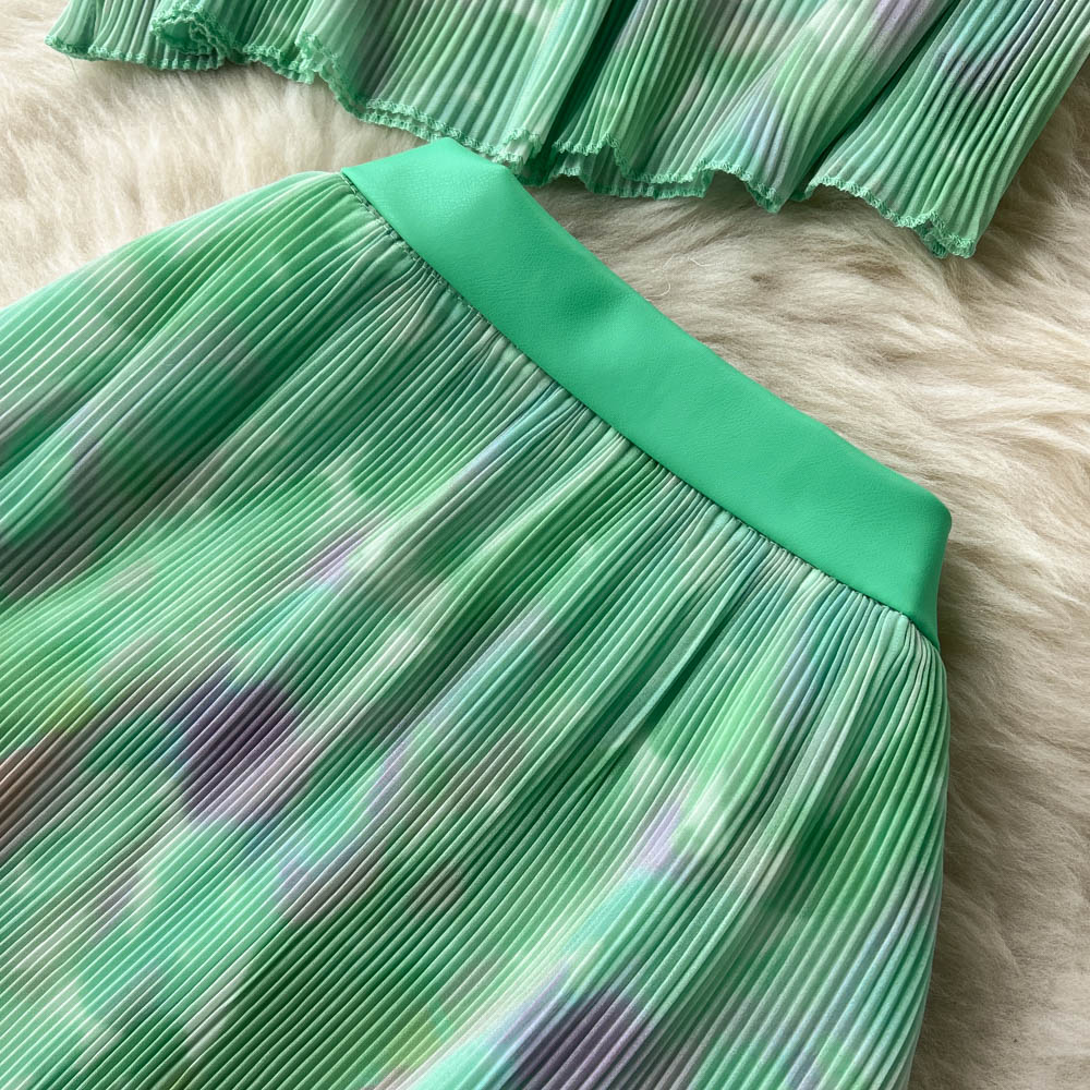 Travel seaside split tops printing fashion skirt a set