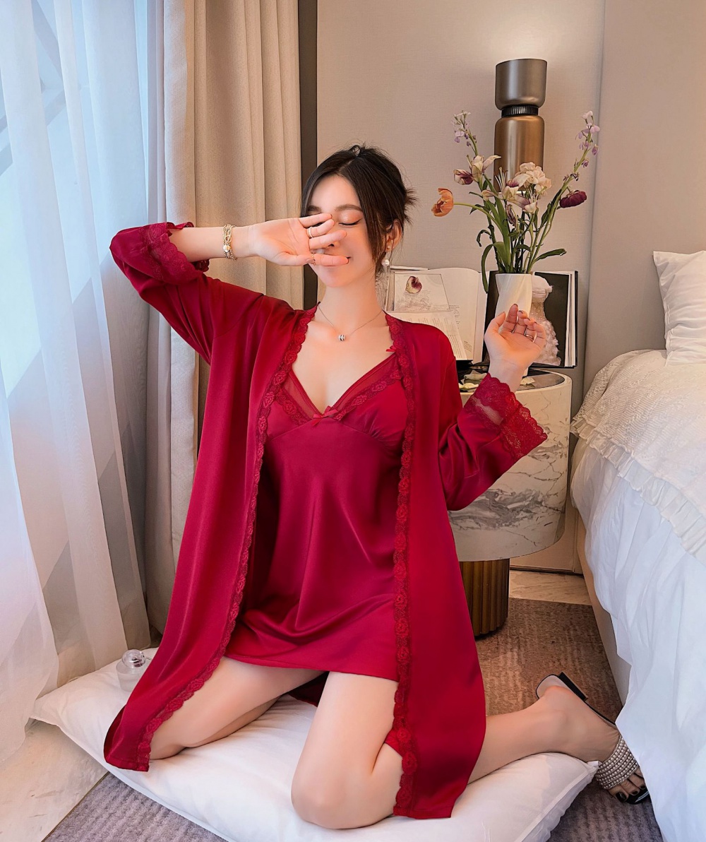Thin lace pajamas halter nightgown for women