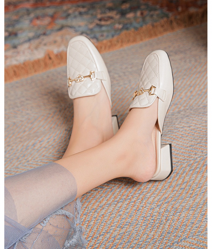Fashion simple thick buff leather shoes for women