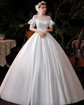 Dream simple beautiful France style retro satin wedding dress
