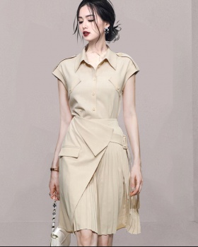 Lapel asymmetry short skirt crimp fashion work clothing a set