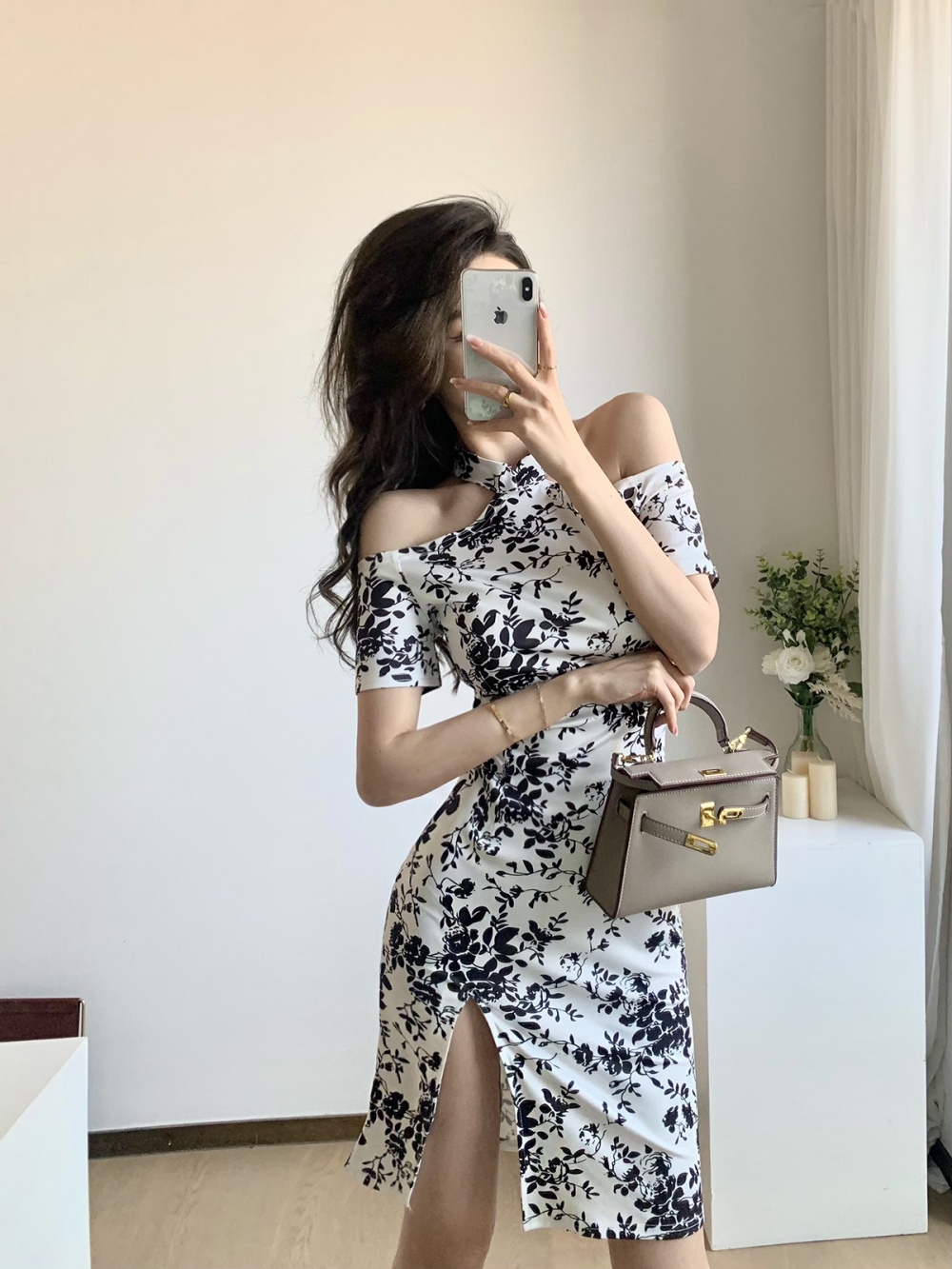 Summer sexy strapless printing floral retro dress