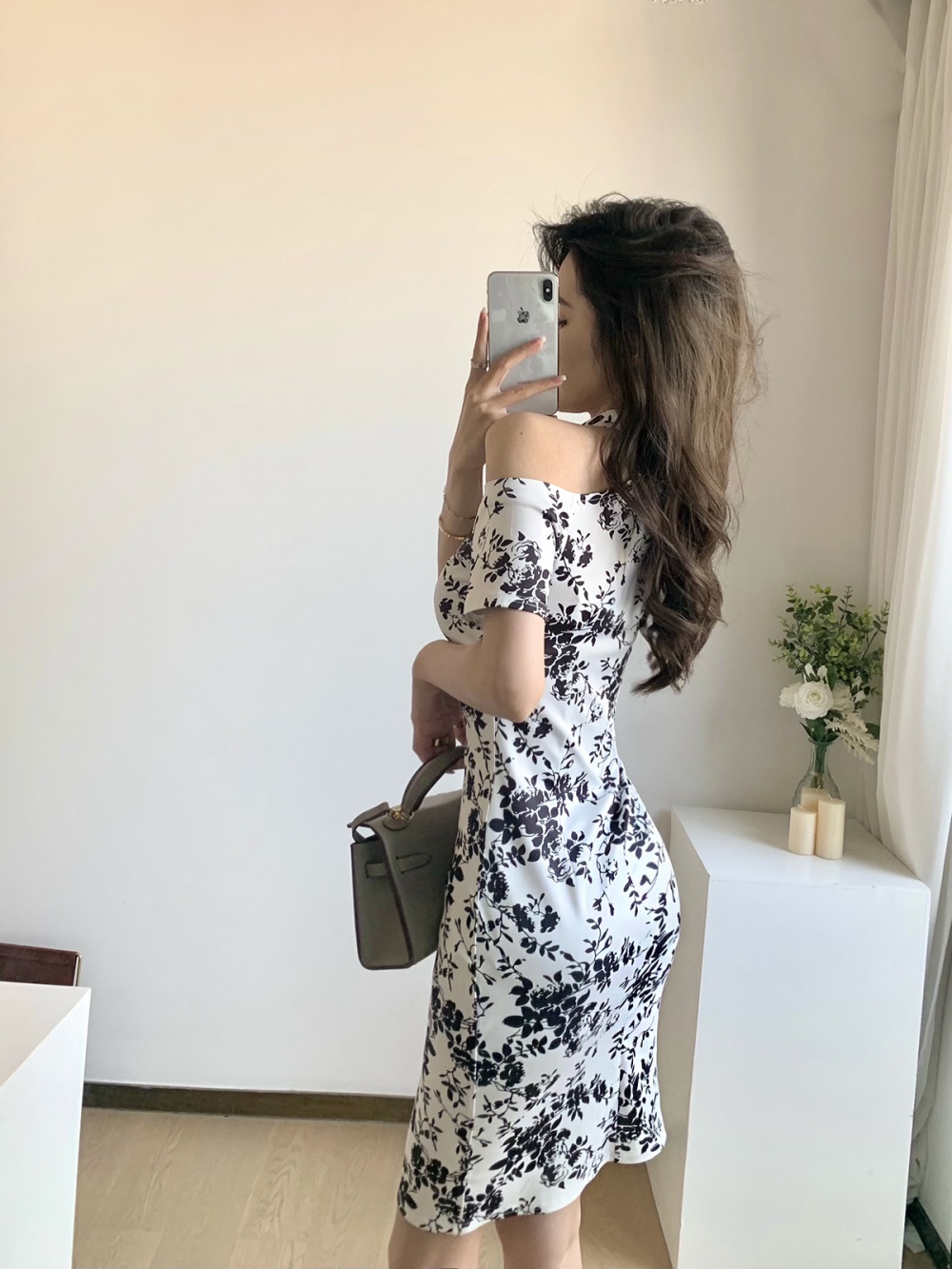 Summer sexy strapless printing floral retro dress