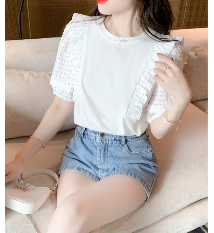 Pure cotton summer tops white France style T-shirt