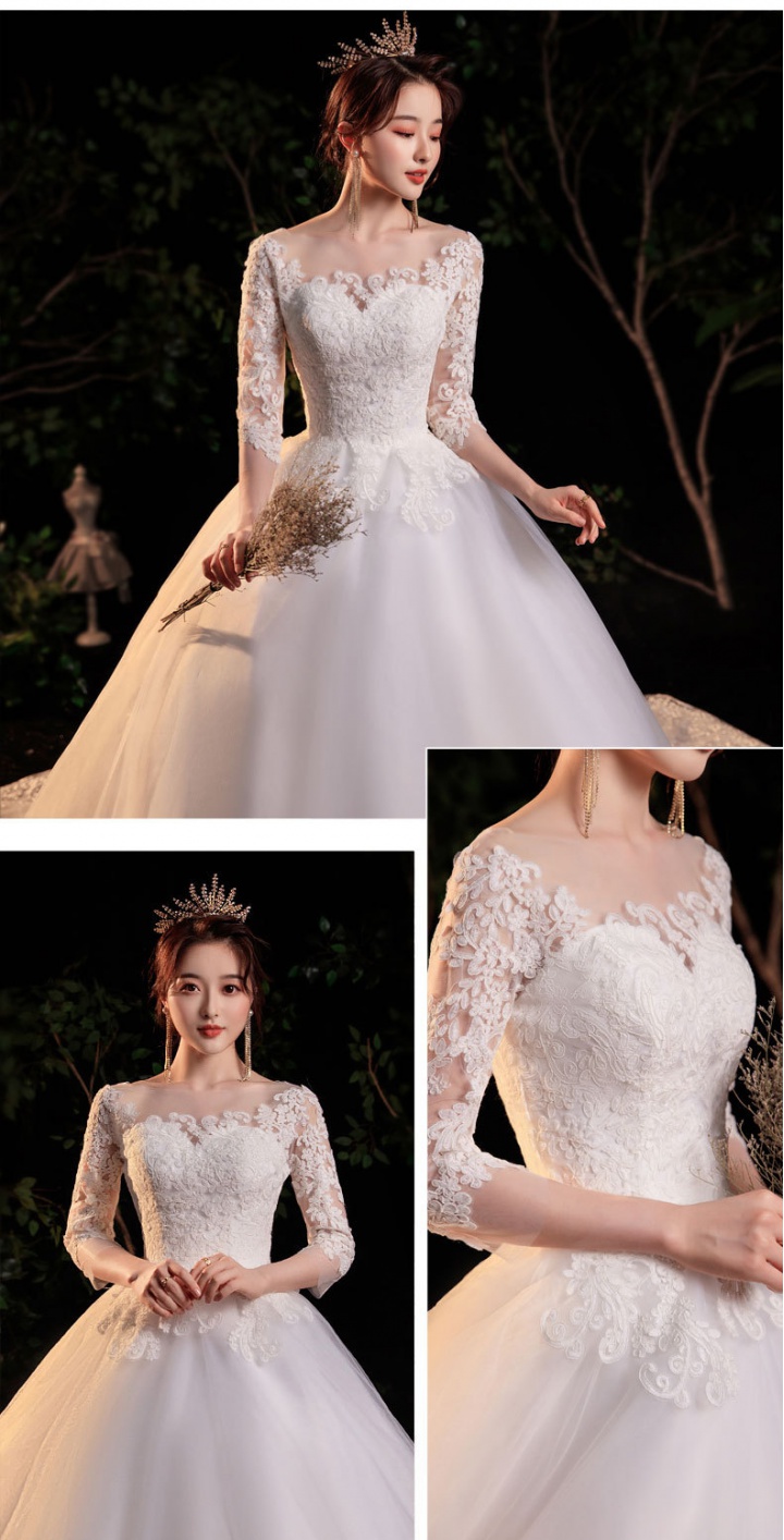 Beautiful large yard flat shoulder wedding dress
