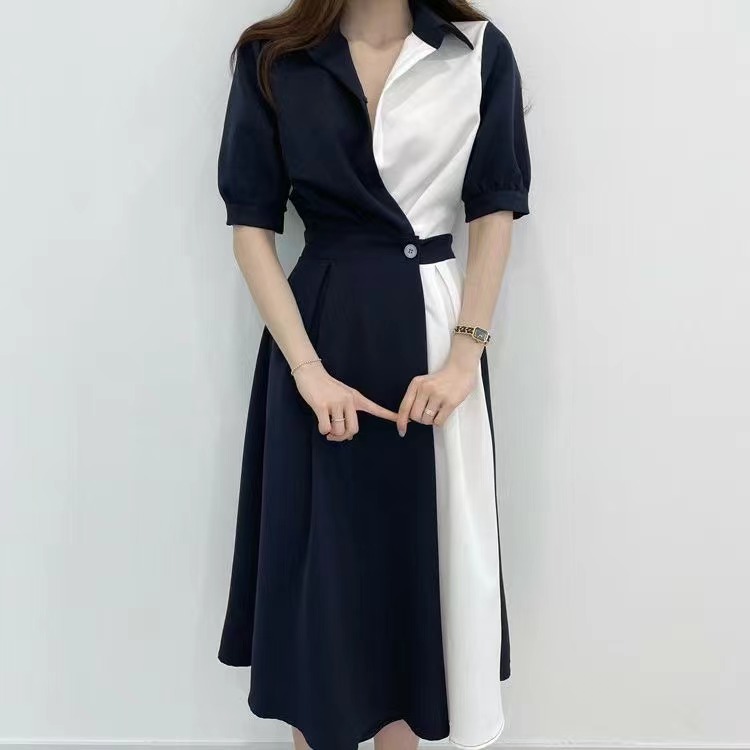Summer pinched waist Korean style temperament dress