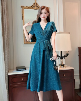 France style pinched waist slim long dress