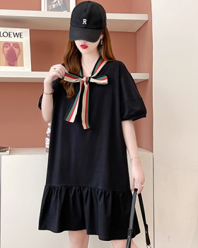 Long loose tops Korean style short sleeve dress for women