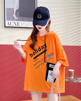 Korean style pocket large yard T-shirt for women