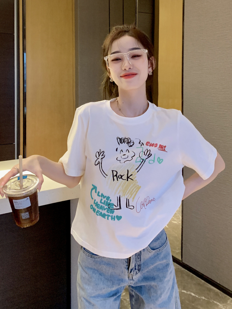Graffiti hand-painted bottoming shirt spicegirl T-shirt