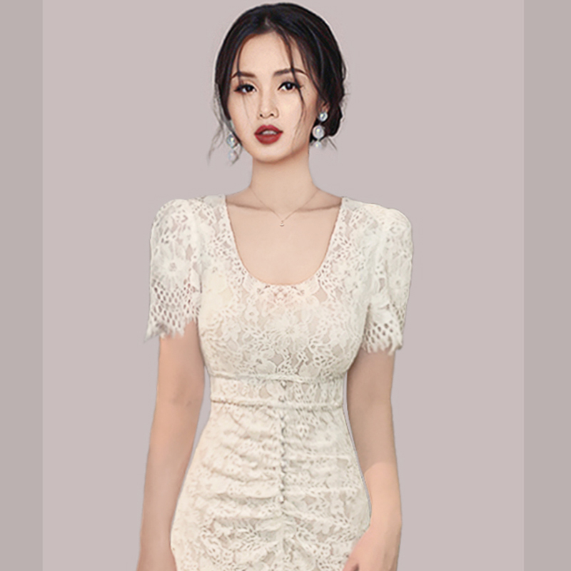 Elegant lady slim temperament summer lace diamond dress