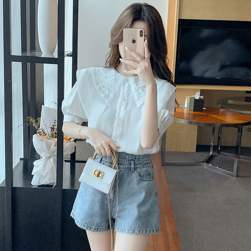 Summer all-match shirt Korean style small shirt for women