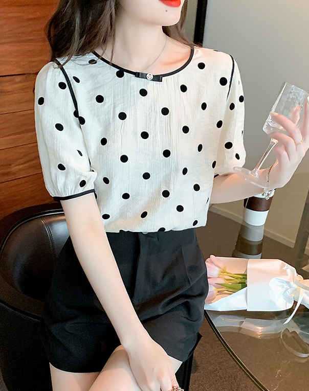 Polka dot tops chiffon small shirt for women