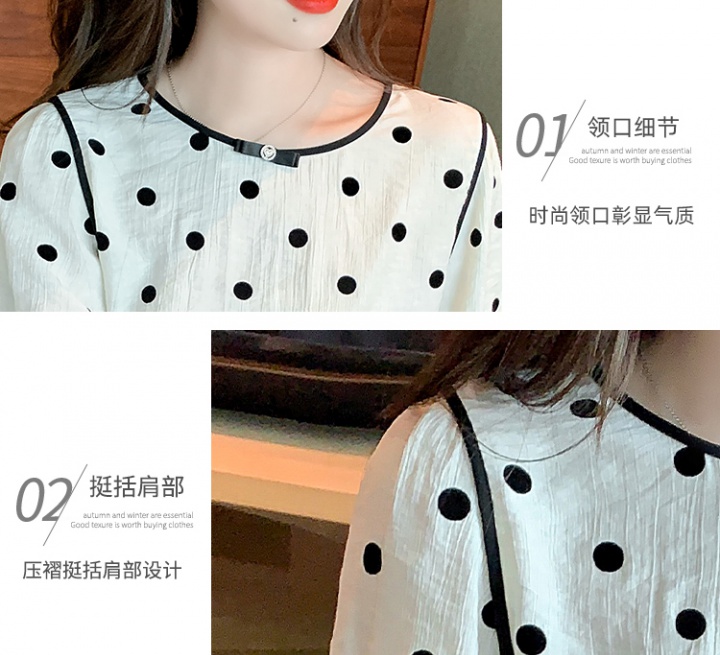 Polka dot tops chiffon small shirt for women