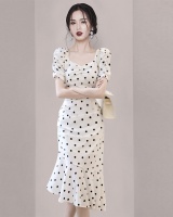 Summer France style chiffon white dress for women