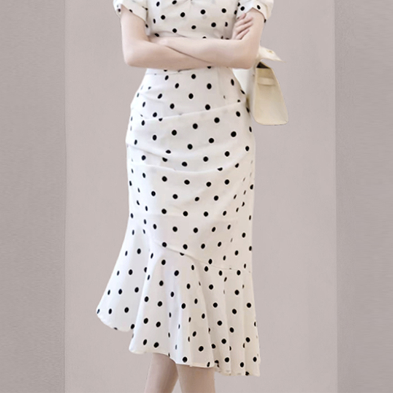 Summer France style chiffon white dress for women