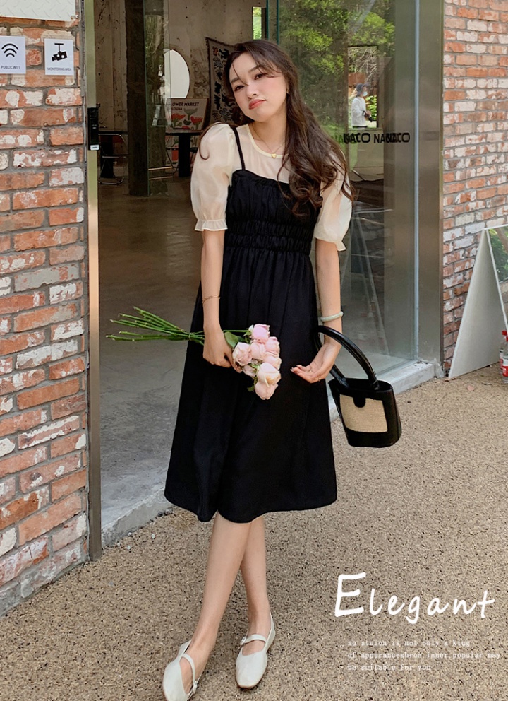Pinched waist sling summer France style dress