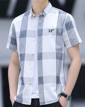 Business plaid Casual slim short sleeve fashion Korean style shirt