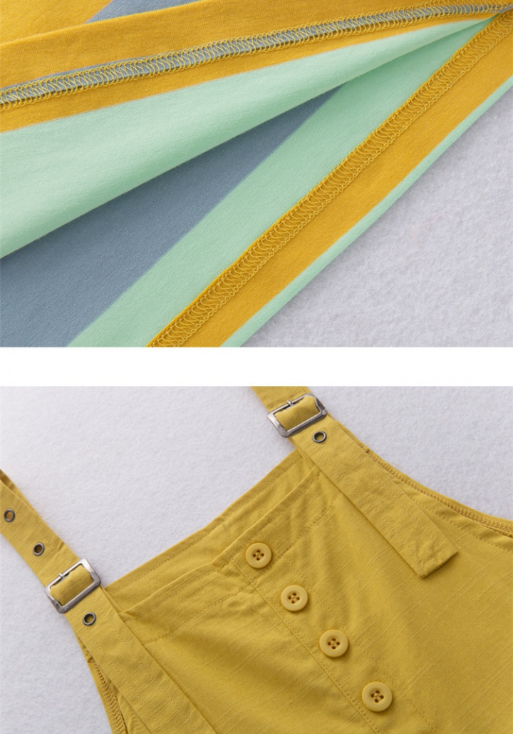 Colors-bar Western style bib pants girl summer tops a set