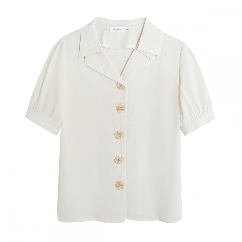Summer profession white tops chiffon overalls short sleeve shirt