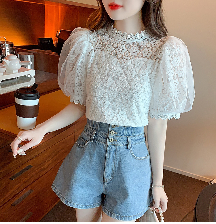 Lace all-match bottoming shirt summer tops for women
