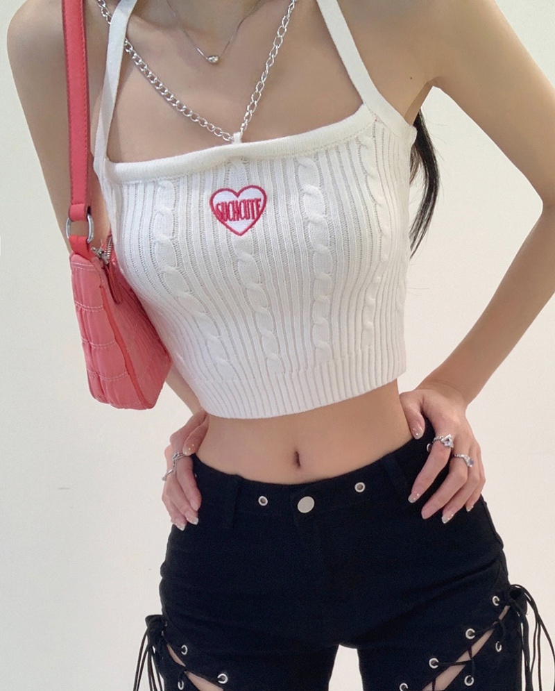 Heart sling embroidery sexy summer chain vest for women